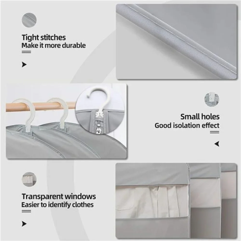 DressBags for Gowns Long,65''LongDress Clear GarmentBag(Set of 4, 23.3'' X 65'')